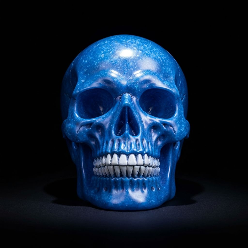 Premium electric blue skull ornament